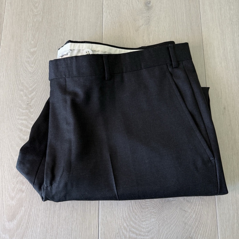 Santorelli Luxury Serge Black Dress Pants Flat Front Cuffed Italy Men's 42x29
